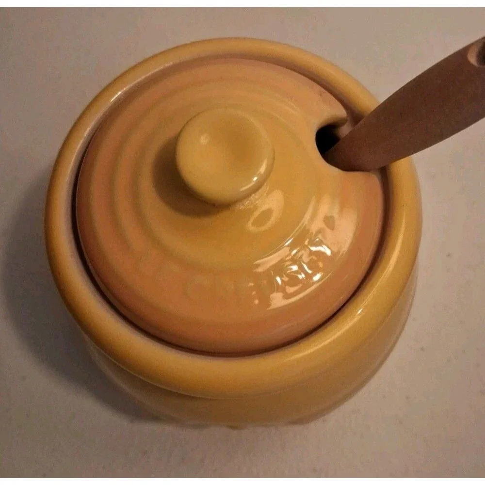 Le Crueset Honey Pot With Dipper/Lid In Discontinued Dijon Yellow